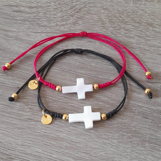 Pulseras cruz de nácar 