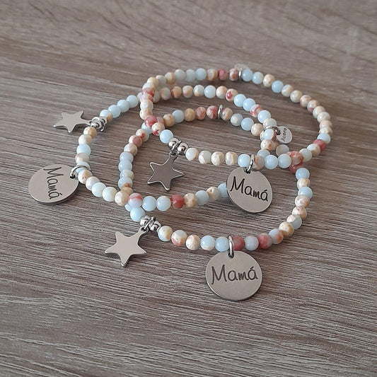 Pulseras elásticas Mamá en acero - Janlukdesign